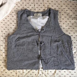 Hollister Navy and White Gingham Blouse